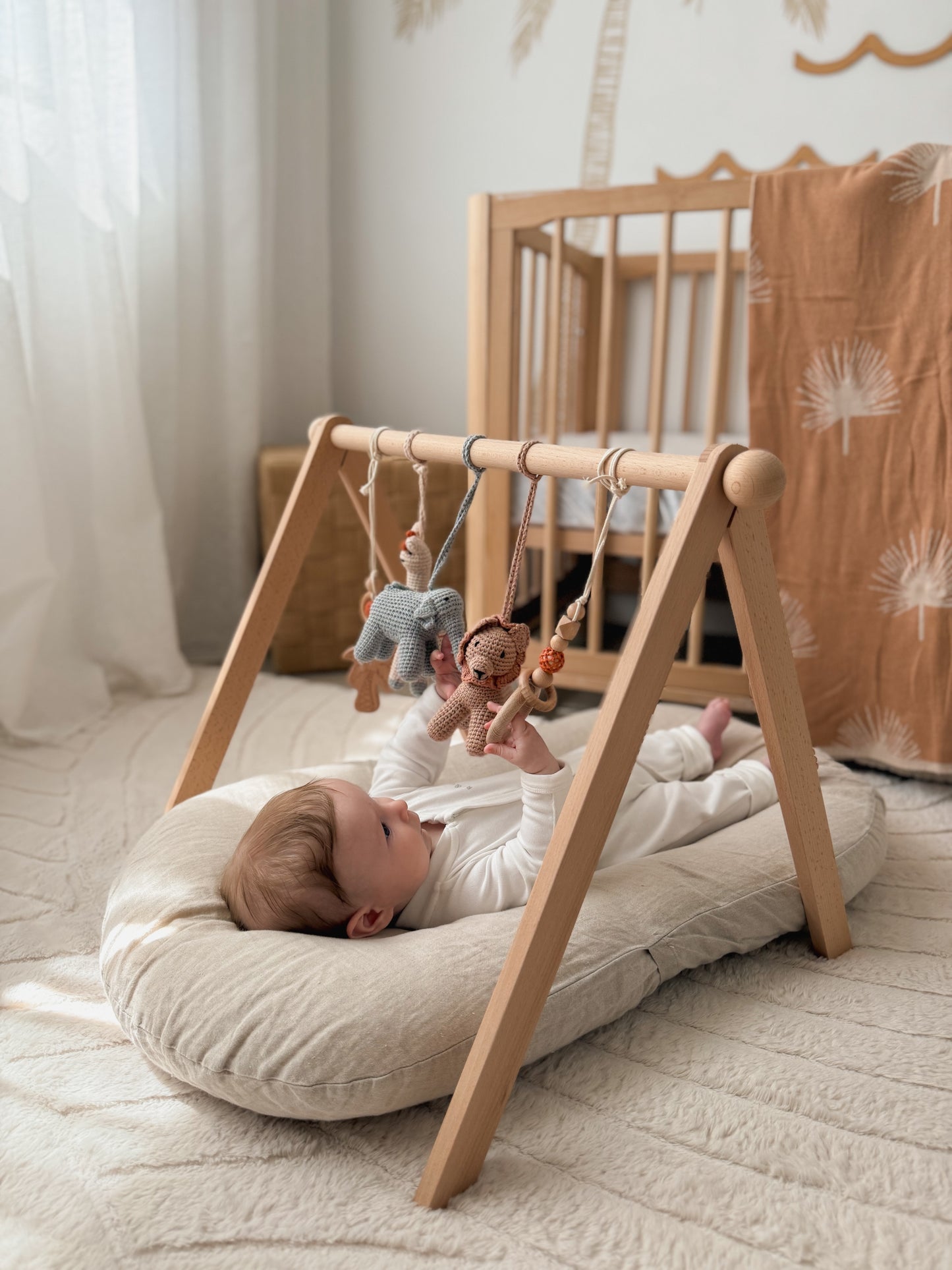 Wooden 'crochet animal' play gym