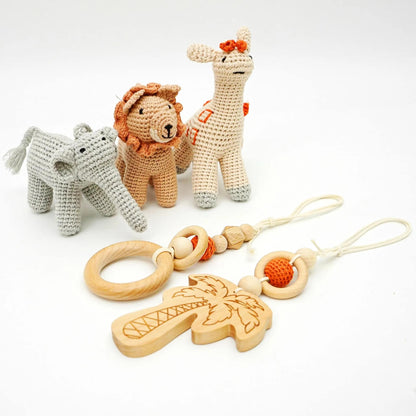 Wooden 'crochet animal' play gym