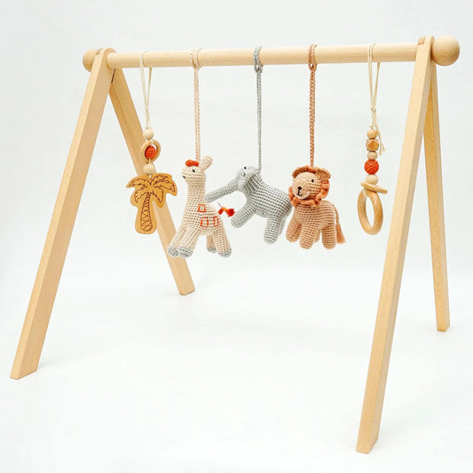 Wooden 'crochet animal' play gym