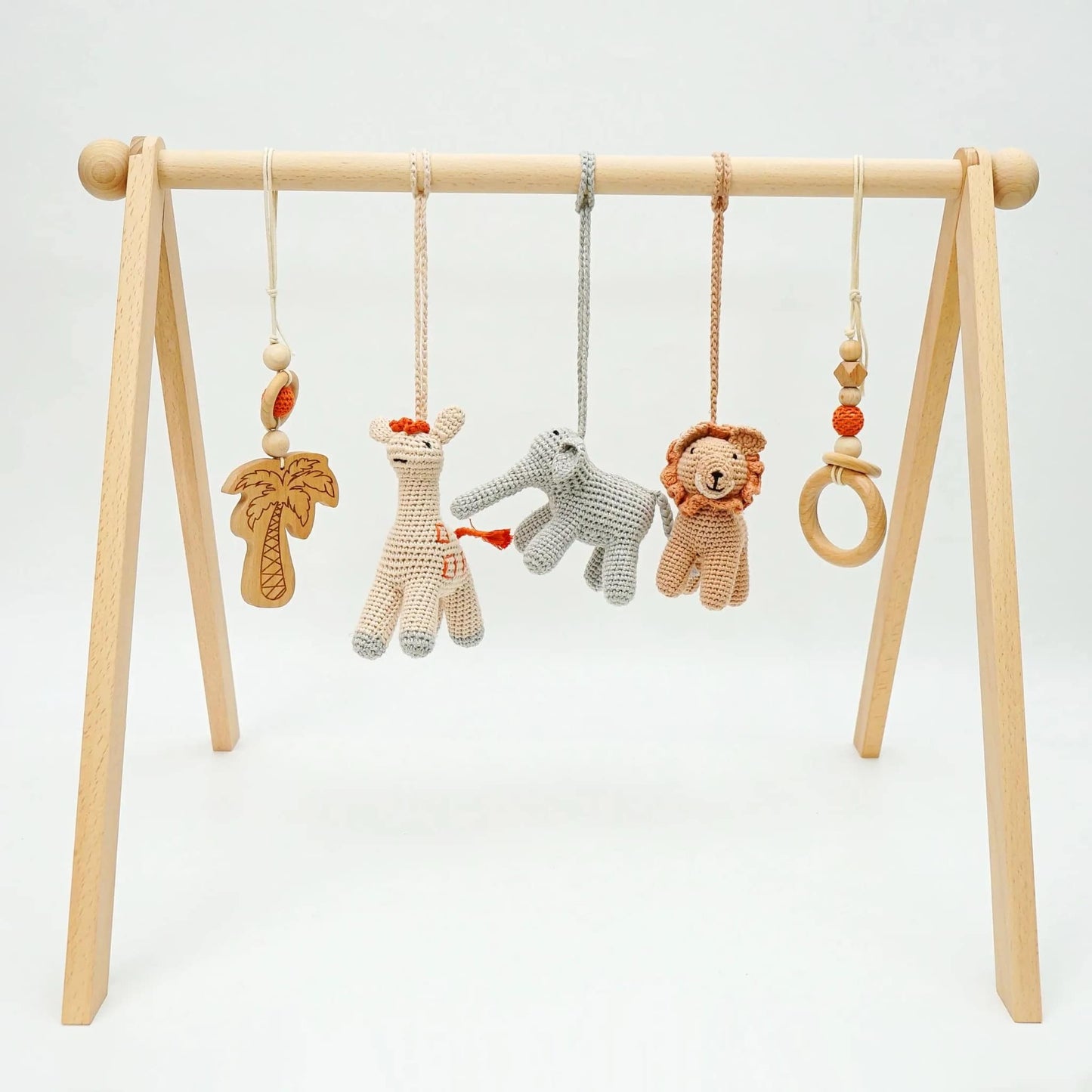 Wooden 'crochet animal' play gym